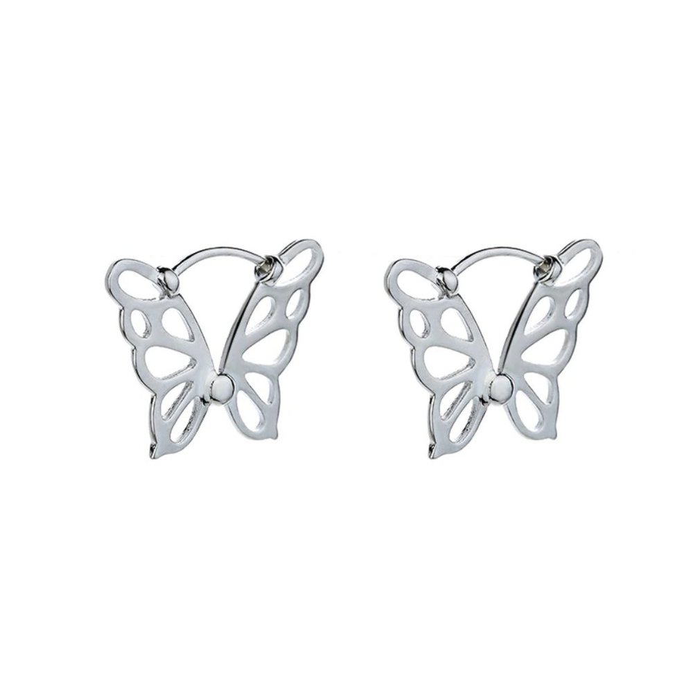 *NEW 925 Sterling Silver Butterfly Hoop Earrings - Picture 8 of 8